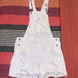 Size Medium White Distressed Sneak Peek Denim Overall Shorts